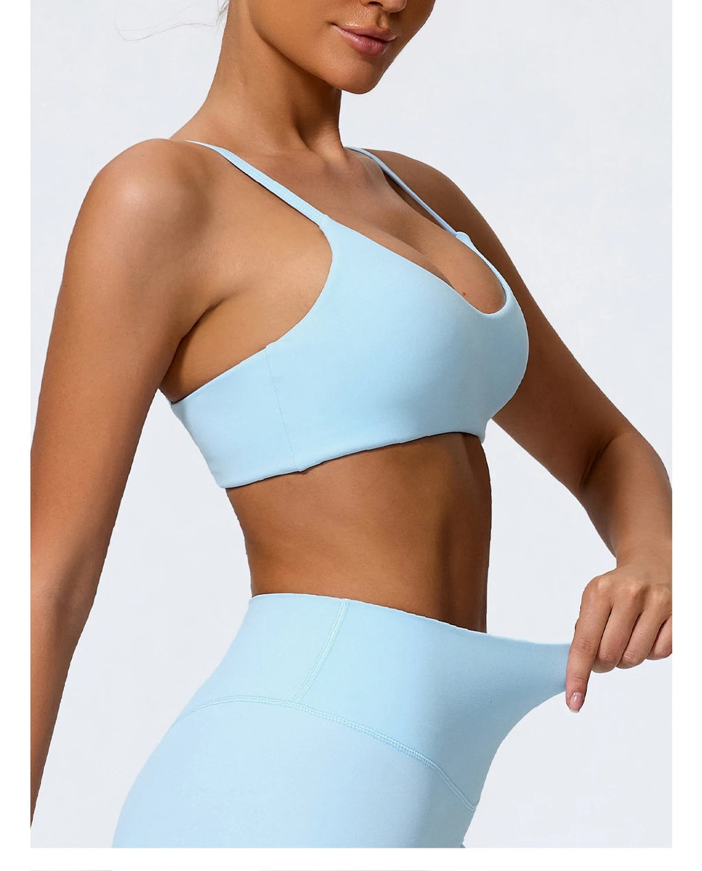 Hearuisavy Sommer Superweiches 2-teiliges Damen-Sportshorts-Set atmungsaktives Fitness-Yoga-BH Freizeit-Push-Up-Workout-Crop-Top
