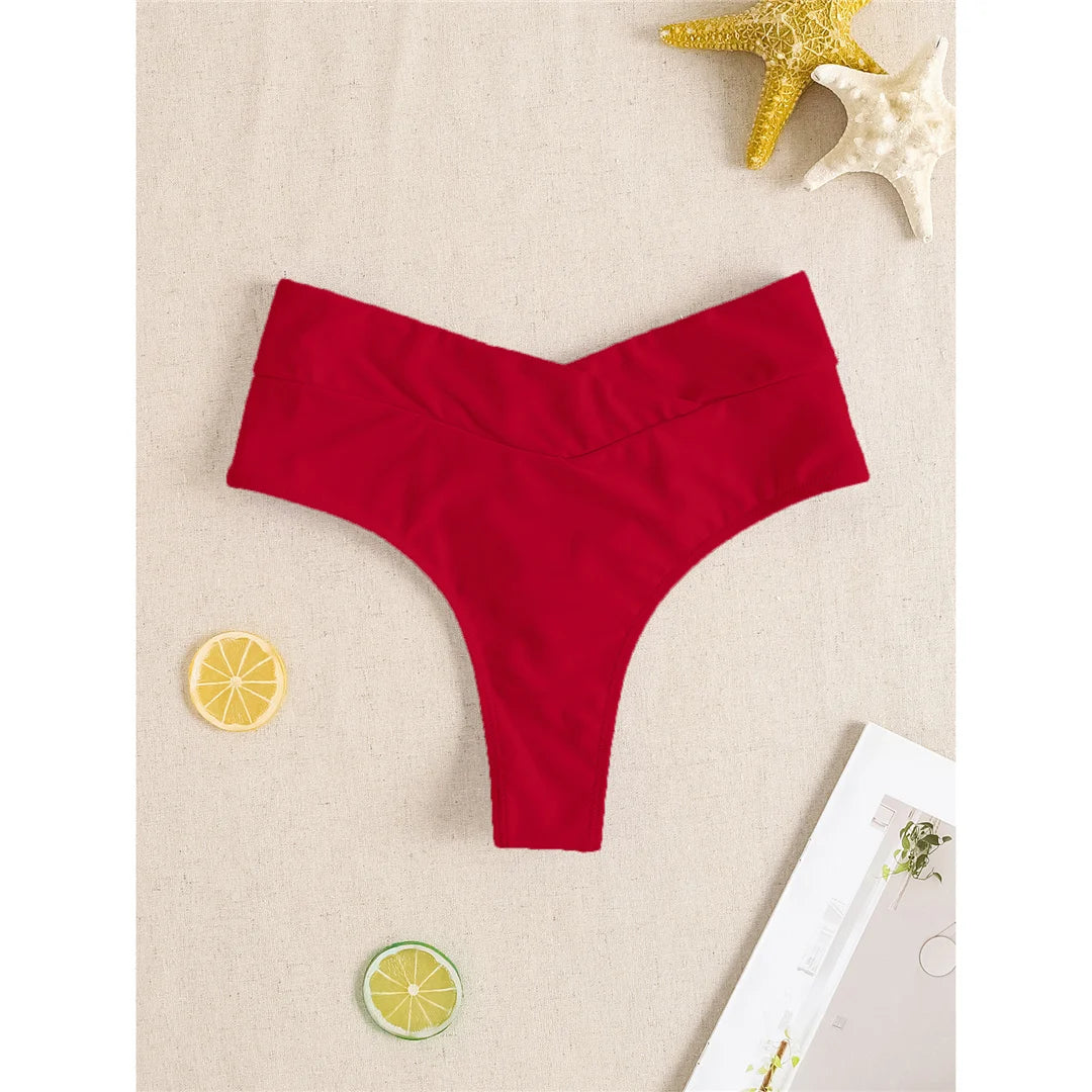 S - XL High Waist High Leg Cut Bikinihose Damen Bademode Weibliche Bademode Brasilianische Tanga Höschen Unterwäsche K7095