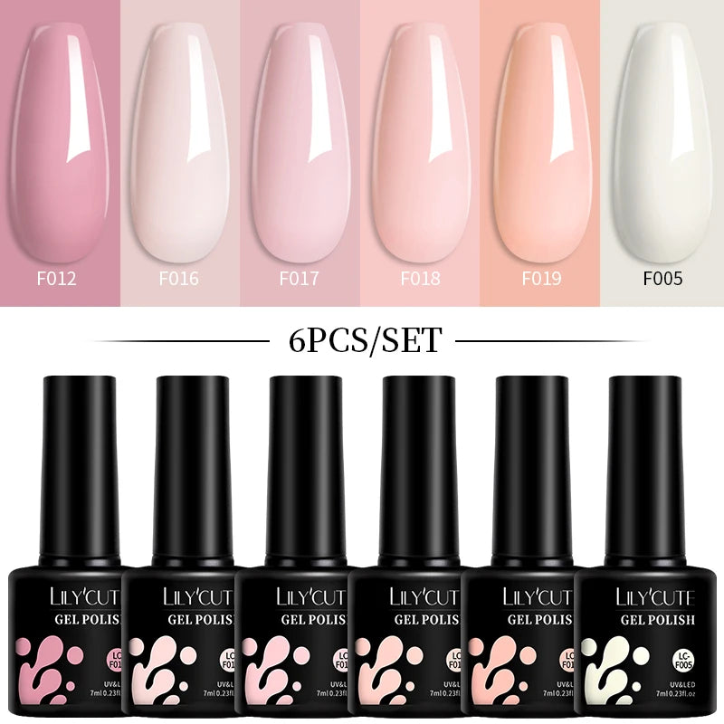 LILYCUTE 7ML 6PCS Neon Gel Nagellack Set fluoreszierend Farbwechsel Semi Permanent Soak Off Maniküre-Kit Nail Art Gel
