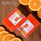 2 Stück/100 g Kojisäure Süßorange Handgemachte Ätherisches Öl Seife Reinigt sanft Gesicht und Körper Handgemachte Seife