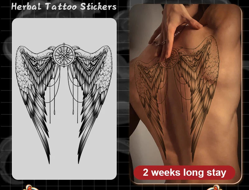 Magic Juice Tinte Wasserdichte Tattoo Aufkleber Große Größe Kräutersaft Temporäre Tattoos Männer Body Art Drache Tiger