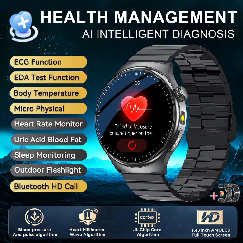 2026 Neue genaue Körpergesundheitsanalyse Smartwatch Herren EKG Blutfette Harnsäure Blutdruck Körperfett Sprachanruf Smartwatch