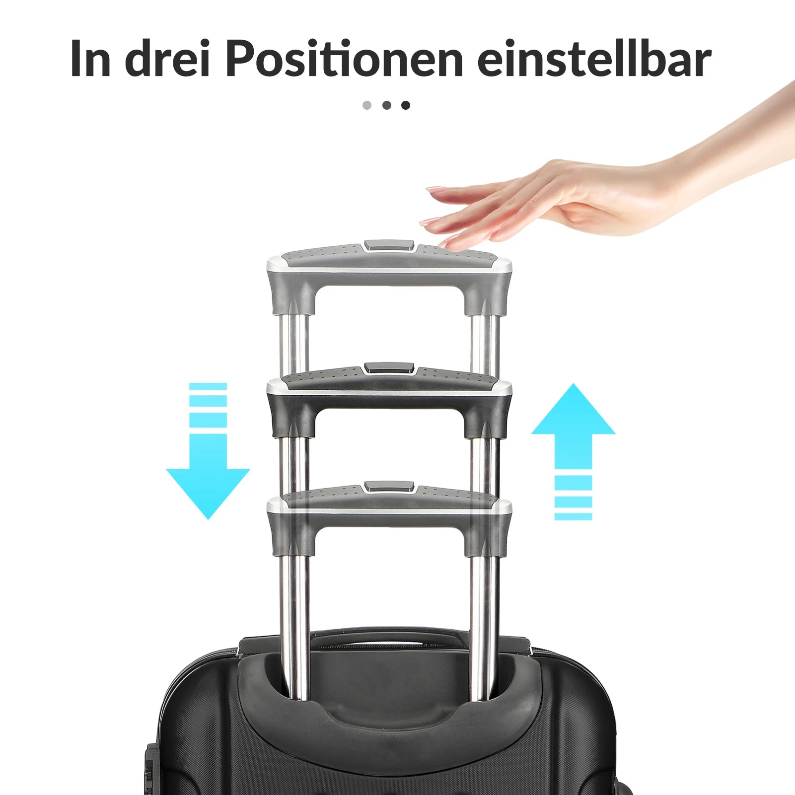 Comanlai 3-teiliges Rollkoffer-Set, schwarze Hartschalenkoffer, klassisches Streifendesign, mit 360°-Universalrollen, TSA-Schloss und Teleskopgriff, für Geschäftsreisen und Outdoor-Urlaub