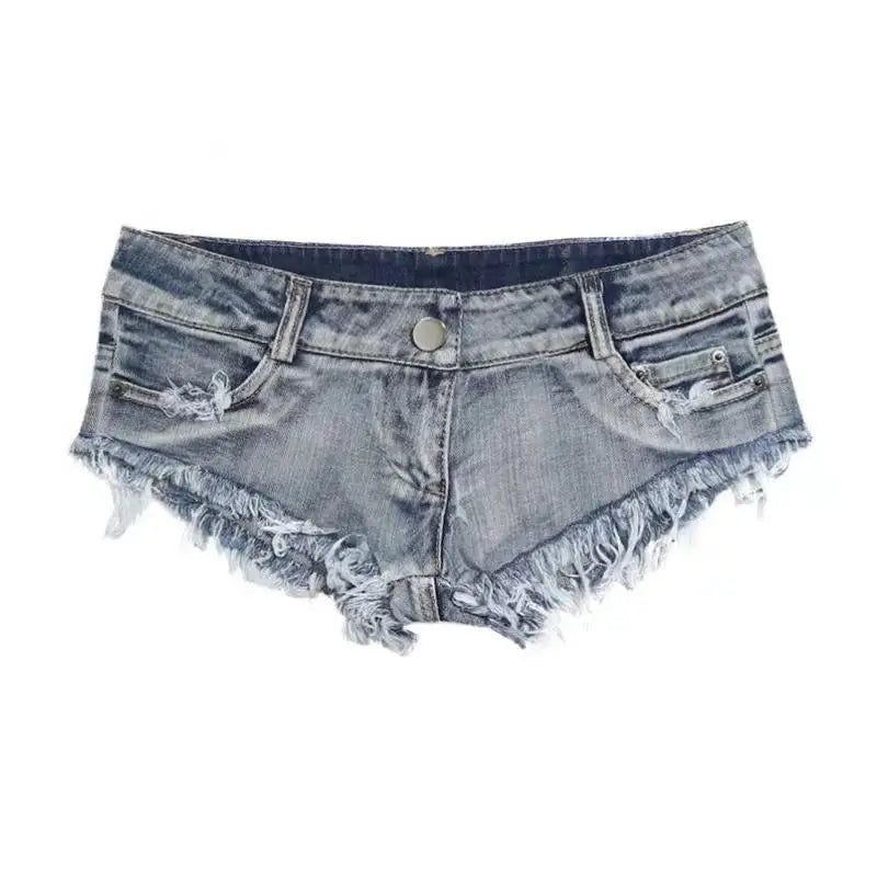 Damen Sommer Low Waist Denim Shorts Stretch Kurze Jeans Hot Pants Sexy Dreieckiges Design Po-Former Casual Streetwear DURIKIES