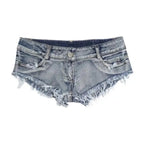 Damen Sommer Low Waist Denim Shorts Stretch Kurze Jeans Hot Pants Sexy Dreieckiges Design Po-Former Casual Streetwear DURIKIES