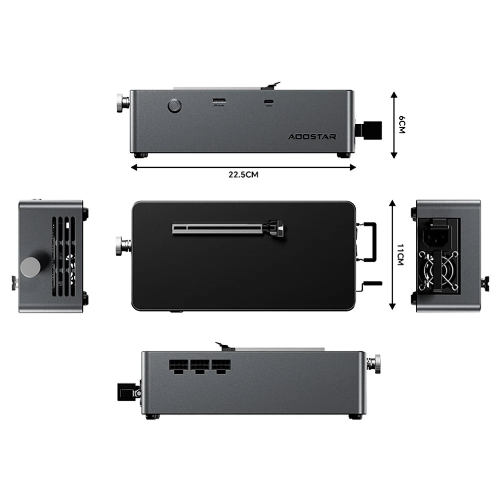 AOOSTAR AG02 eGPU-Dock mit Oculink- & USB4-Anschluss, 100W Rückwärtsladung, eingebautes 800W Netzteil, unterstützt TGX-Schnittstelle Hot-S