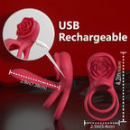 Rosen-Penisring Vibrator für Frauen G-Punkt Klitoris-Stimulation Männer Ejakulationsverzögerung Silikon-Hodenring Sexspielzeug für Paare
