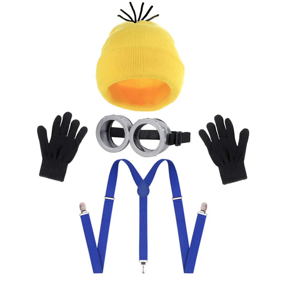 Verkleidungskostüm Lustiges Halloween Kostüm Zubehör für Erwachsene, Schutzbrille/Gelbe Mütze/Handschuhe für Herren Damen Cosplay Party Set