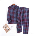 Herren-Hausanzüge Langärmelige Hosenanzüge für Herbst und Winter Pyjamas für Herren Flanell Kariertes Design Pyjamas für Herren