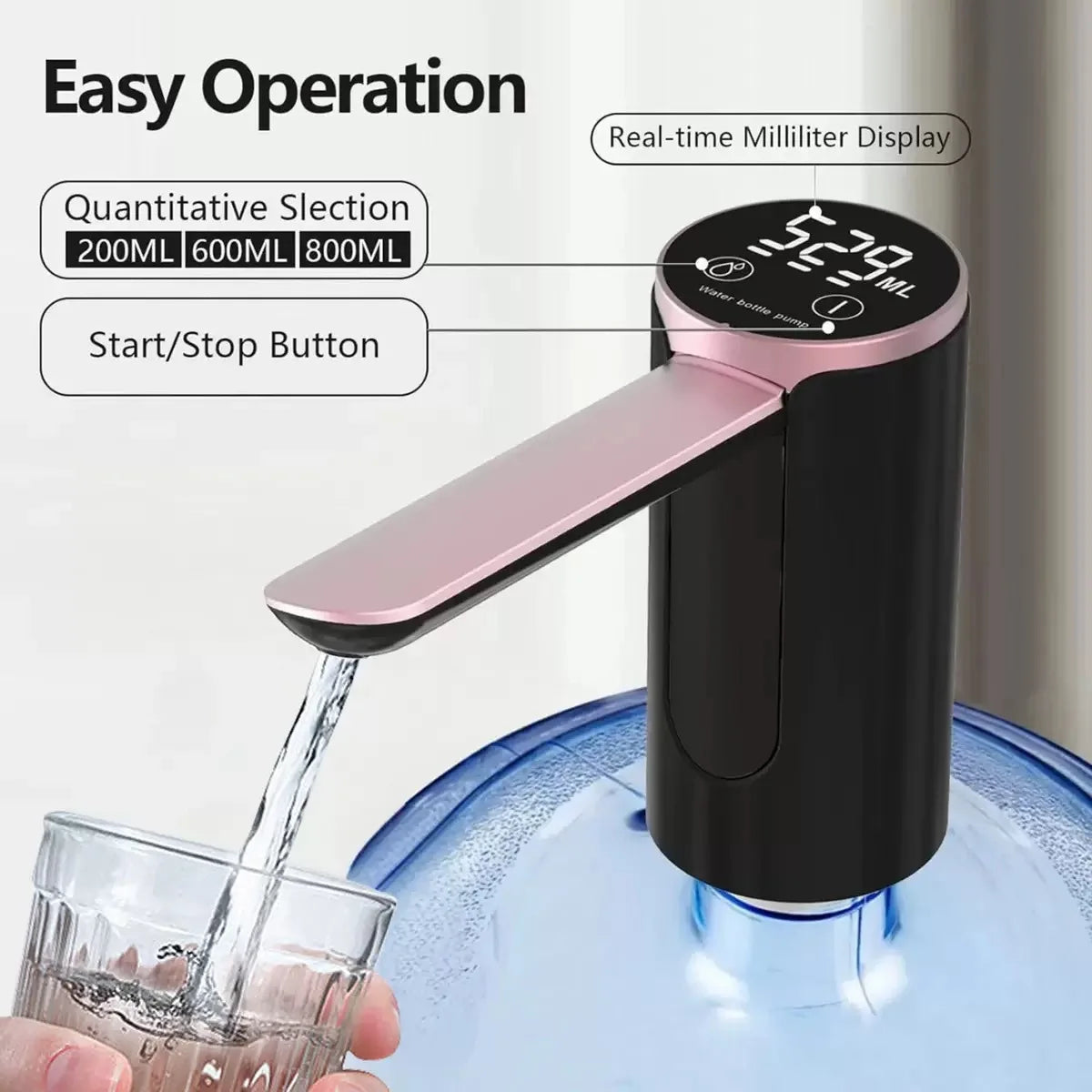 Elektrischer Wasserspender, faltbare automatische Wasserpumpe mit LED-Anzeige, USB-Ladefunktion, Haushalts-Flaschenwasserspender Hauptbild