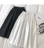 Damen Schwarzer Rock Midi High Waist Korean Style Plissiert A-Linie Vintage Kleidung 2026 Neue Sommer Casual Mode Damen Arbeitskleidung