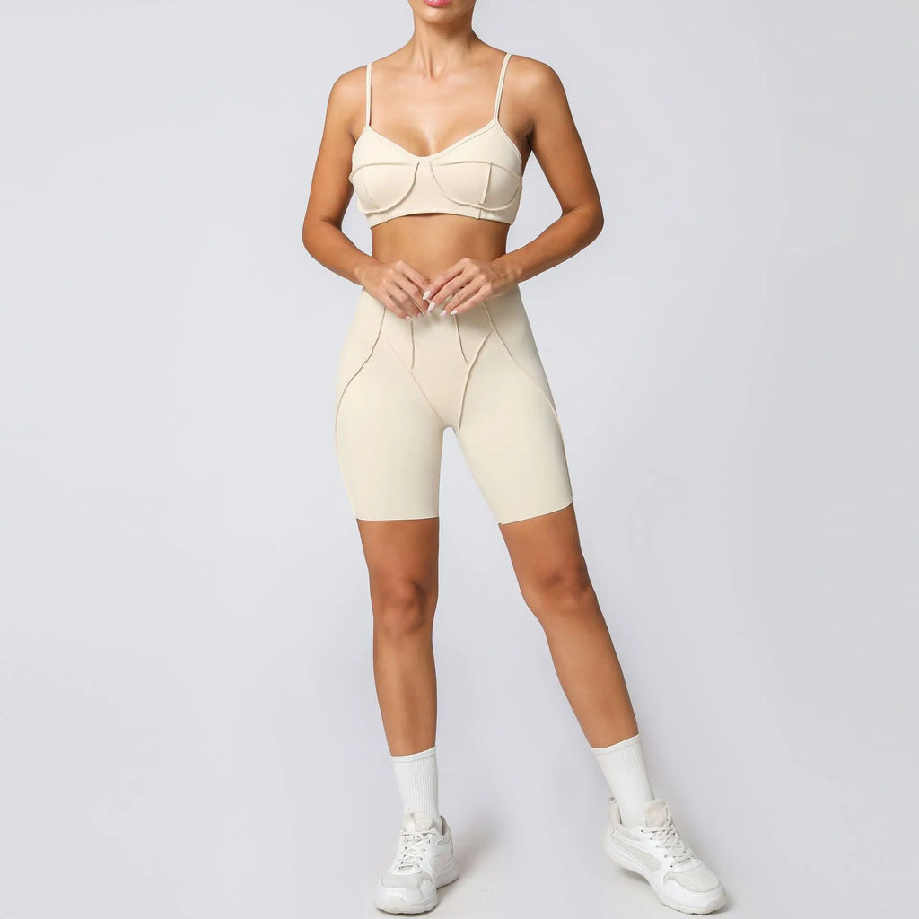 Nahtlose Yoga-Sets Sport-Fitness Hochbund-Hüfthebe-Formhose Rückenfreier BH-Anzug Workout-Gym-Leggings-Sets für Damen