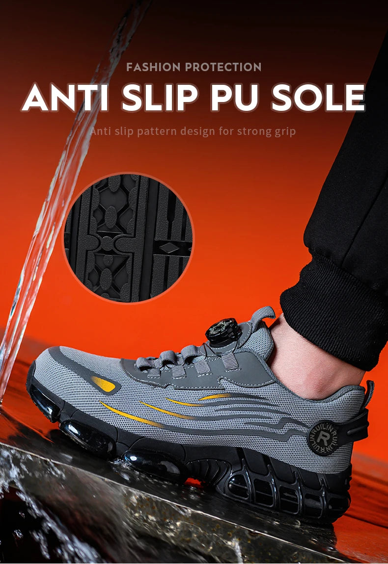 Unzerstörbare Stahlkappen-Sicherheitsschuhe Rutschfeste Abriebfeste Arbeitsschuhe Herren Robuster Bequemer Sneaker