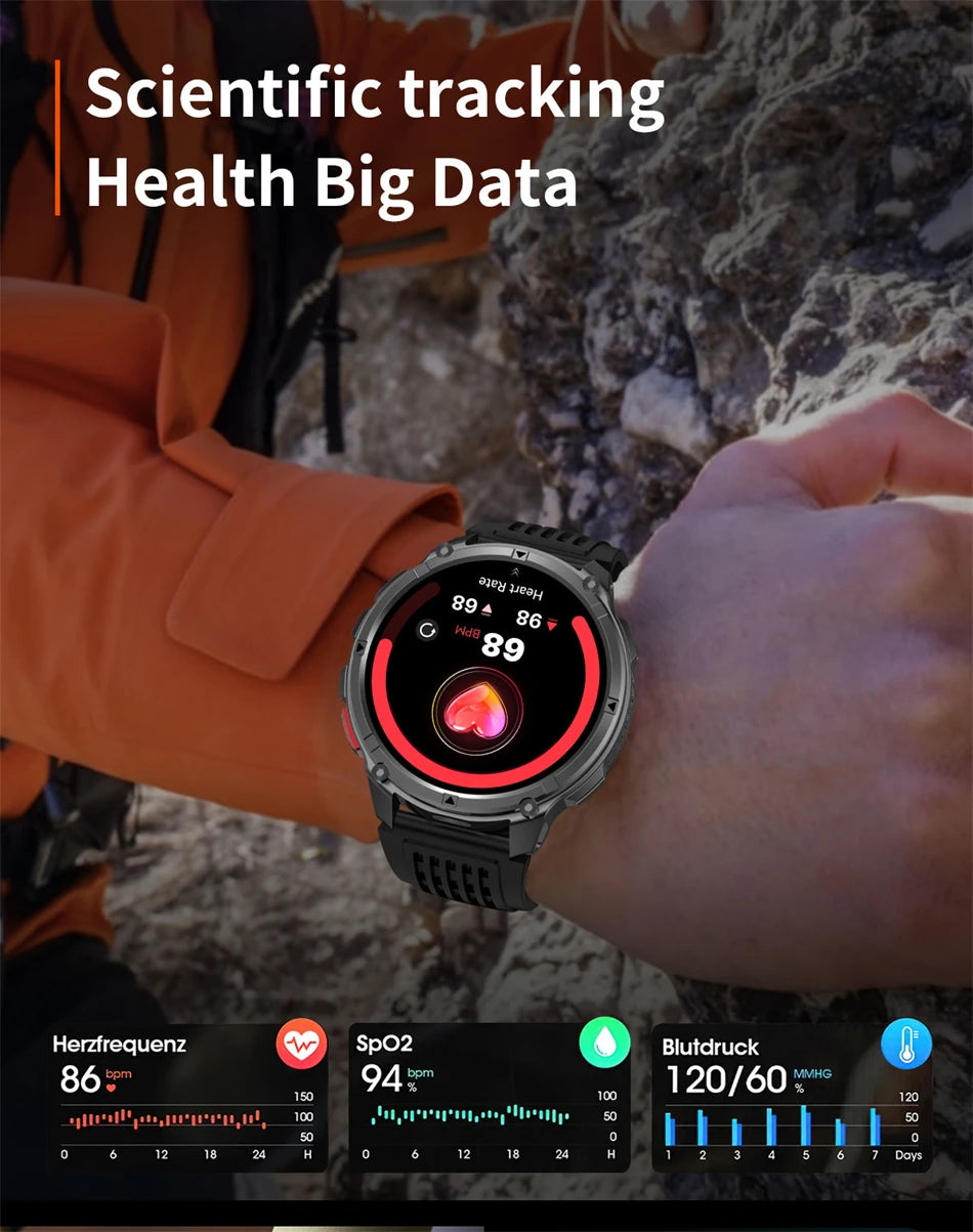 2026 Neue T-Rex 3 Ultra 1100mAh Smartwatch 5ATM Wasserdicht Outdoor Sport GPS Track Herzfrequenz Kompass Bluetooth Anruf Smartwatch