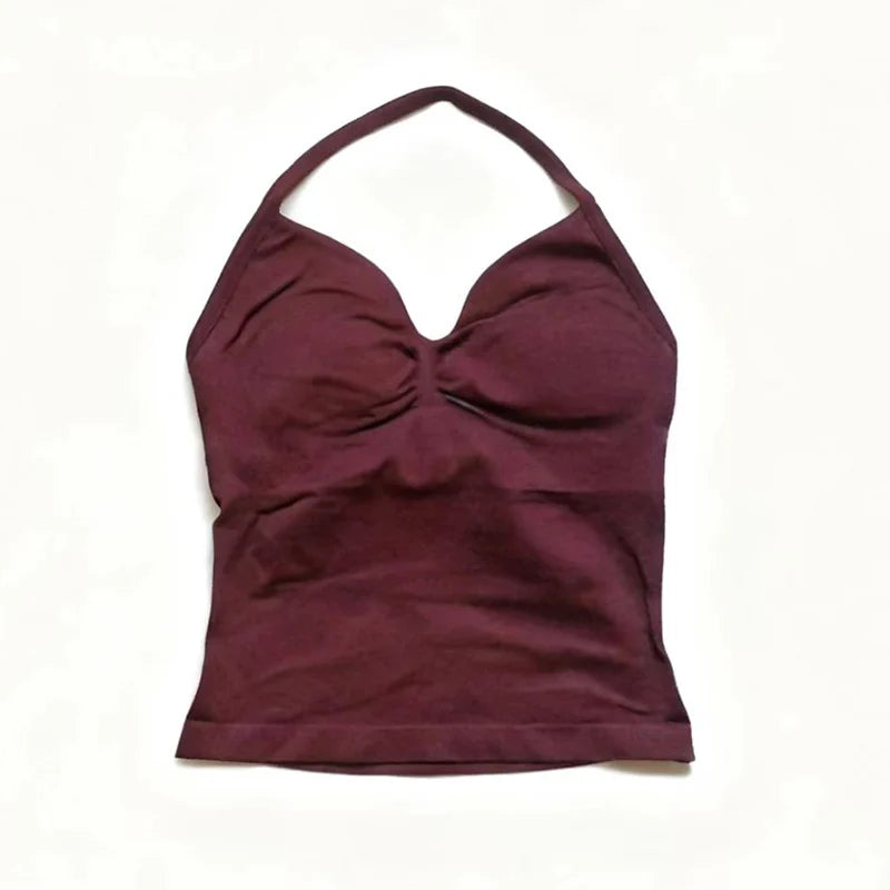 Gym Schöner offener Rücken BH Laufen Training Impact Neckholder Longline Trägertop Sport Yoga Weste Damen Fitness Tank Top
