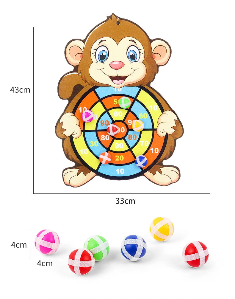 Tiere Dartscheibe Spiele für Kinder Montessori Ziel-Sportspiele Spielzeug mit 2 klebrigen Bällen Lernspiele für Kinder Jungen Mädchen