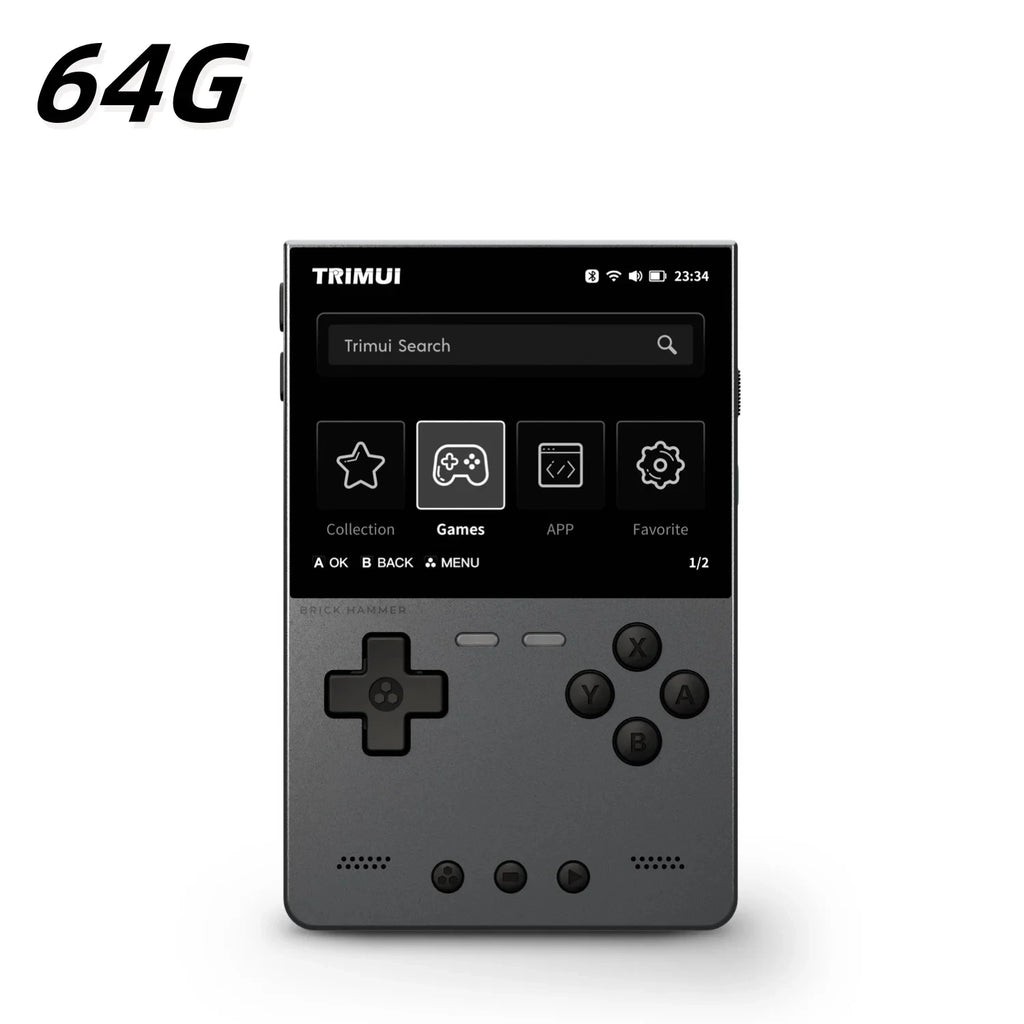 NEUE TRIMUI BRICK Hammer Handheld-Spielkonsole 3,2'' IPS-Bildschirm Linux-System Metallgehäuse Tasten-LED-Beleuchtung Kostenlose Tastenkappen-Geschenke