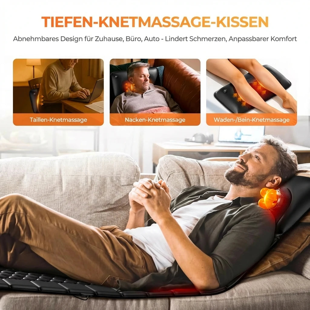 Shiatsu-Massagematte, Ganzkörper-Vibrationsheizung, Tiefengewebs-Schmerzlinderung für Rücken, Nacken, Beine, Massageauflage für Zuhause oder Büro
