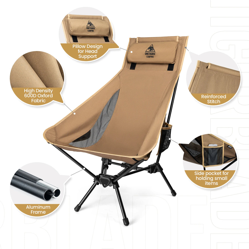 OneTigris Portable Tigerblade Campingstühle Klappstuhl Angelstuhl Für Trekking BBQ Partys Garten Strand Indoor-Einsatz