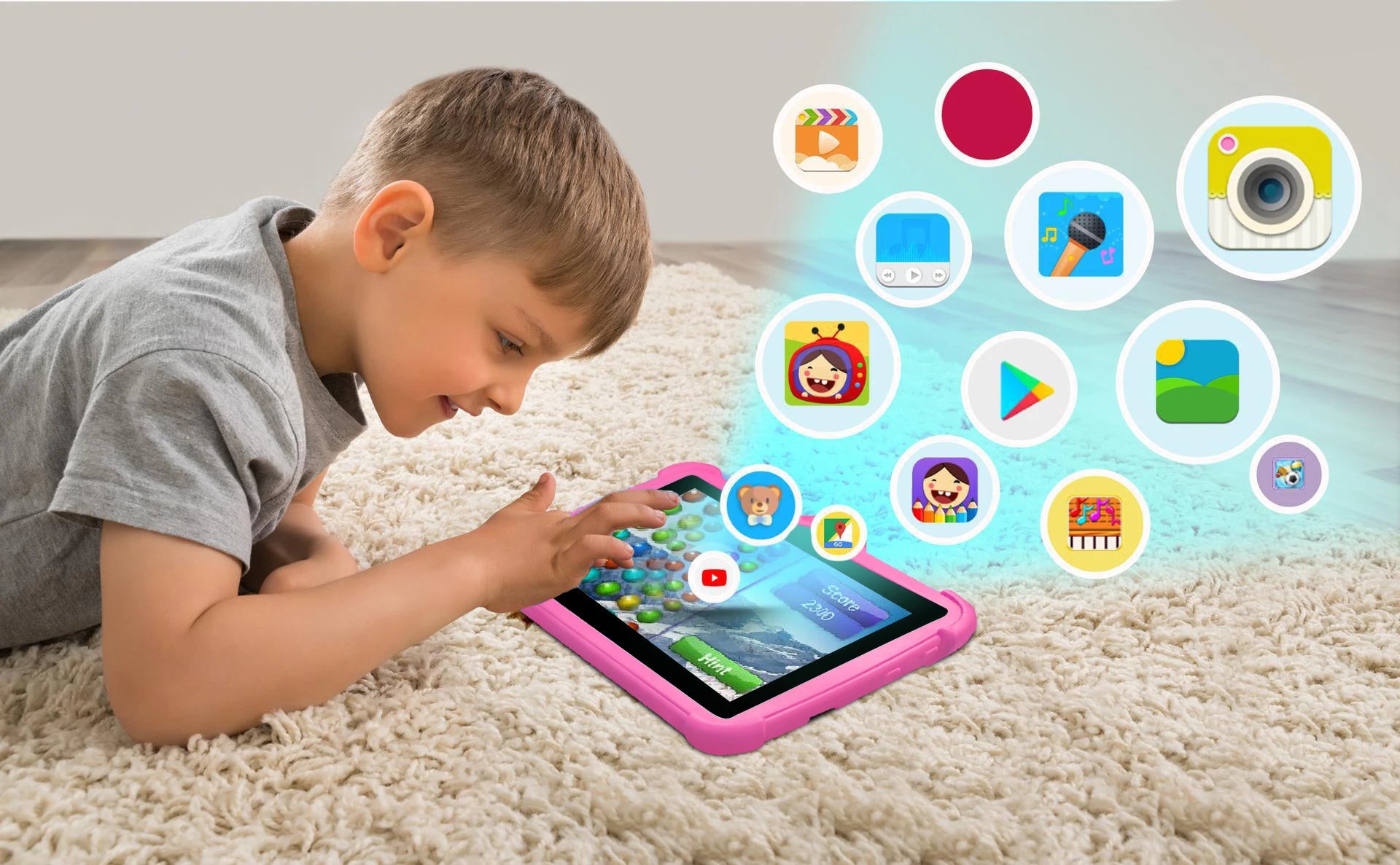 Neues Cartoon-Muster Kinder-Tablet 7 Zoll Quad-Core 4GB RAM 64GB ROM Android Lernspiele Tablets Kindergeschenke