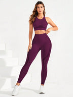 2-teiliger Anzug, Damen Yoga Anzug, schöne Rücken-High-Waist-Hosen-Kombination, nahtlose, super elastische, ideale Fitnesskleidung