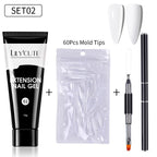 LILYCUTE 15ml Verlängerungsgel-Nagellack-Set Quick Nail Prolong mit Verlängerungsform-Nagelspitzen Acryl-Lösung Maniküre-Werkzeug-Kit