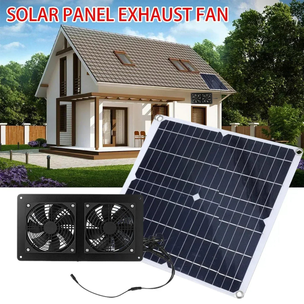 Hocheffizienter Outdoor Solarpanel-Doppellüfter für Hundehütte, Lager, Wohnmobil, Gewächshaus-Lüfter, Luftpumpe zur Temperaturkühlung