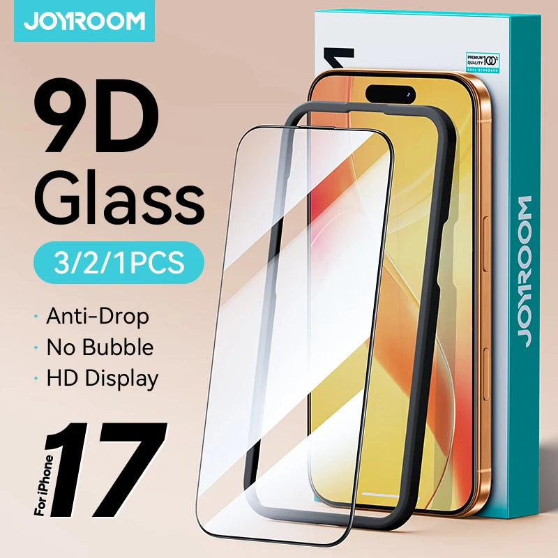 Joyroom 1/2/3 Stück für iPhone 17 Pro Max HD Glas Displayschutzfolie für iPhone 17/17Pro/17Air Vollbild-Schutzfolie aus gehärtetem Glas