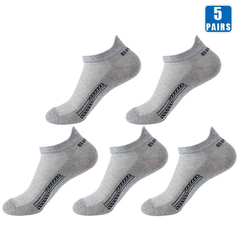 5 Paar kurze Baumwollsocken für Herren, hochwertige, tief geschnittene Crew-Socken für Damen, Knöchelsocken für Sport, atmungsaktives Mesh für den Sommer, lässige, weiche Herrensocken