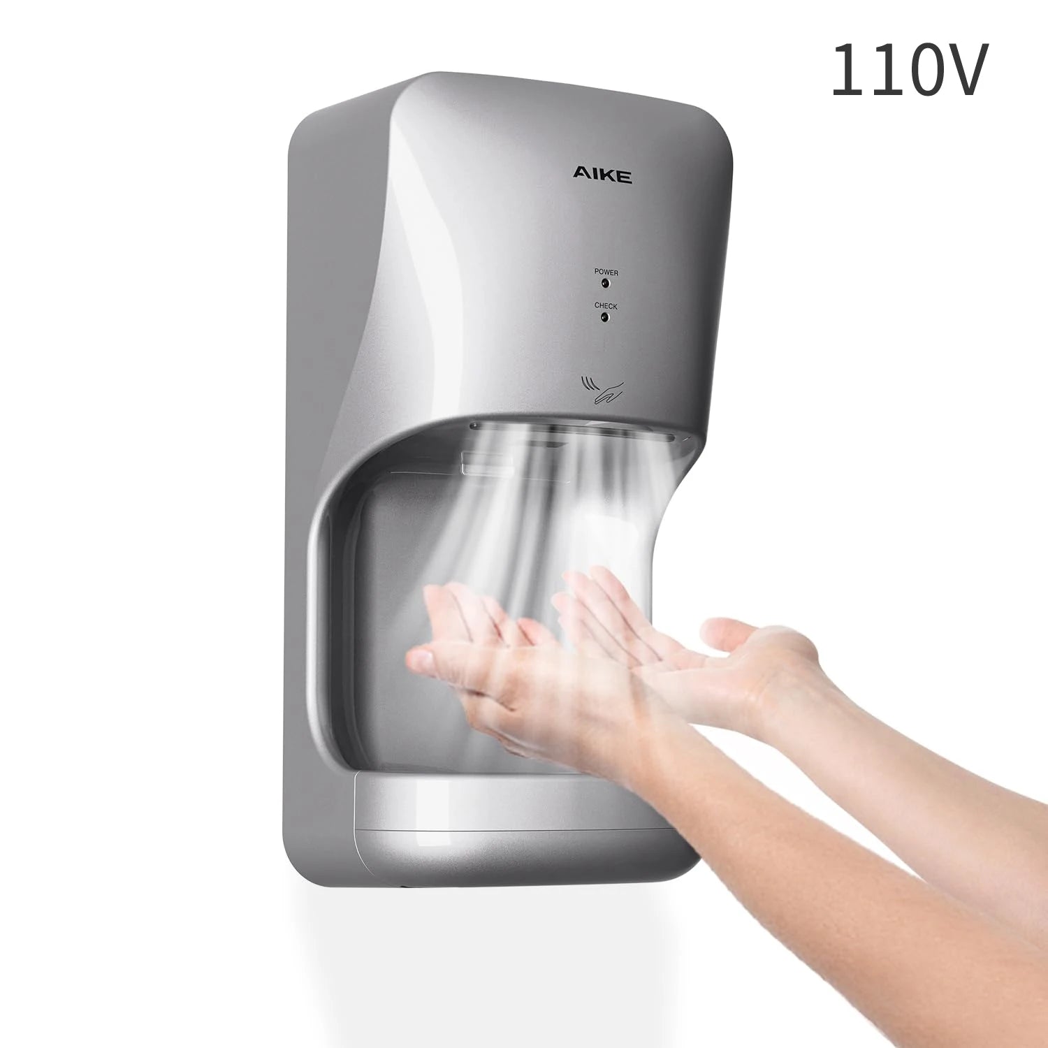 AIKE Automatischer Händetrockner mit Tropfschale, Wandmontage, Hochgeschwindigkeits-Trockner, 10-15s Schnelle Trocknung, Modell AK2632, 1400-1650W