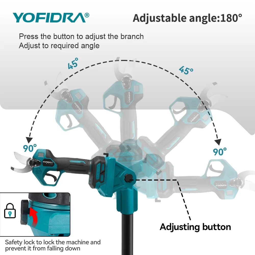 YOFIDRA Bürstenlose Teleskop-Astsäge, elektrische Kettensäge, hoch skalierbar, 30 mm Astschere, Gartengerät für Makita Akku-Anschluss