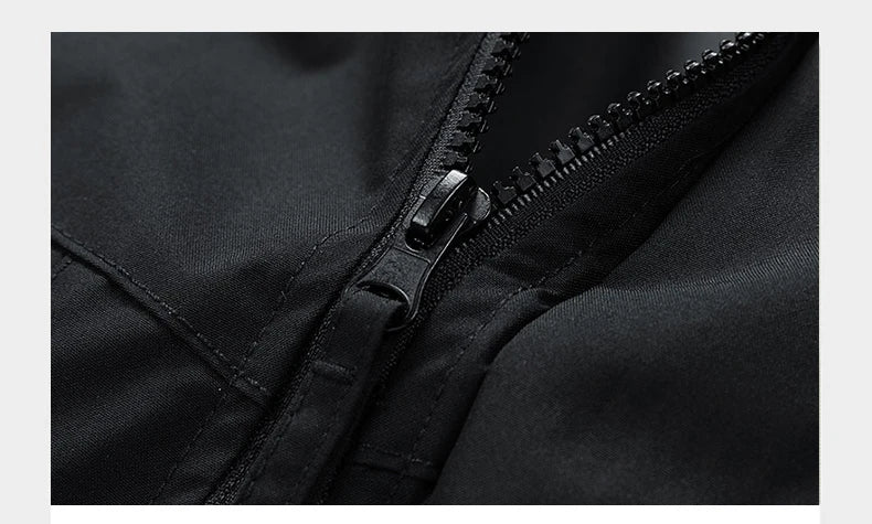 Windbreaker Herren Kapuzenjacke Reißverschluss Mantel Cargo Wasserdicht Schwarz Bomber Camping Loose Dünn Softshell Kapuzen-Wanderjacke