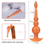 3-10cm Großer Analsex Plug mit Schwanz Sexspielzeug für Erwachsene Spiele Paare DIY Cosplay Großer Butt Plug Silikon Weich Lang Anal Beads Frauen
