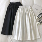 Damen Schwarzer Rock Midi High Waist Korean Style Plissiert A-Linie Vintage Kleidung 2026 Neue Sommer Casual Mode Damen Arbeitskleidung