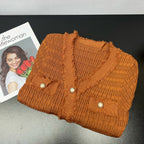 YuooMuoo 2026 Neu eingetroffen Damen Strick Maxikleid Elegant V-Ausschnitt Einreihiges Pulloverkleid Büro Dame Vestidos