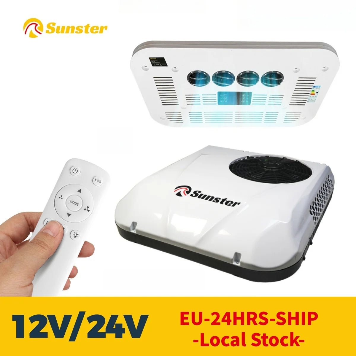 Sunster 12V/24V Schnelle Kühlung Dachklimaanlage Elektrisches Kühl-Wohnmobil-Dachparken für LKW-Wohnmobil-Kastenwagen-Wohnwagen-Reisemobil