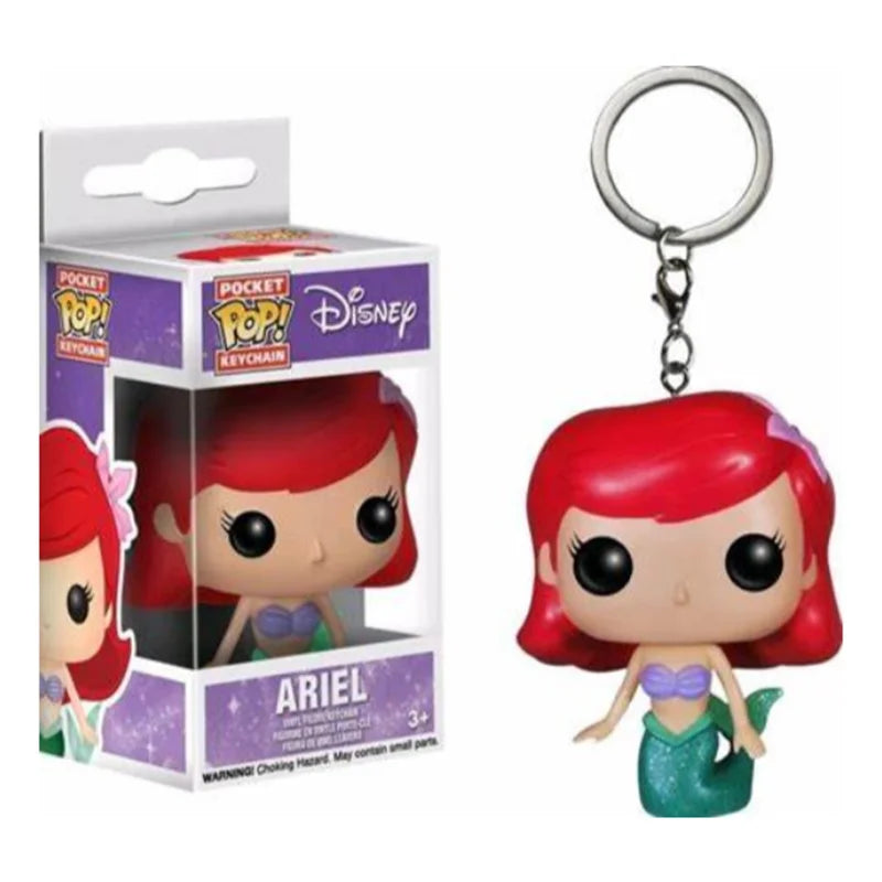 Neue FUNKO Schlüsselanhänger Disney Dämonin Prinzessin Bella Arielle Alice Anna Elsa Bell Jack Sally Stitch Actionfigur Spielzeug Ornamente