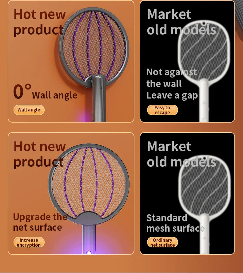 Faltbare elektrische Mückenklatsche 3-in-1 elektrische Mückenlampe wiederaufladbare Wand-Mückenklatsche