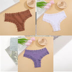 FINETOO 3er-Pack Damen Baumwollunterwäsche Slips Sexy Spitze Brasilianischer Slip Niedrige Taille Blumenmuster Einfarbig G-String Atmungsaktive Dessous