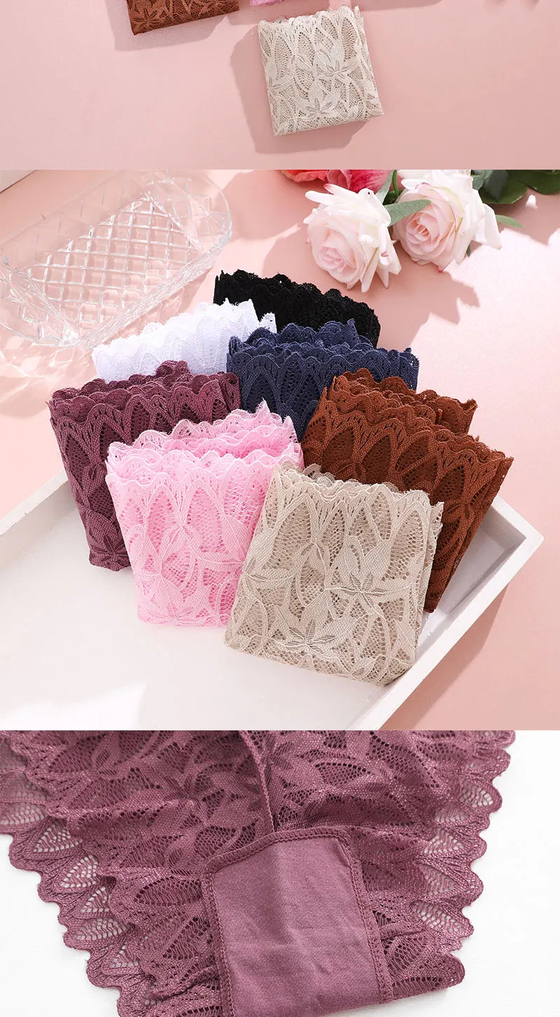FINETOO 2Pcs Lace Four Shorts Women Low-Rise Panties Floral Underwear S-XL Girls Sexy Panties Ladies Lace Underpants Lingerie