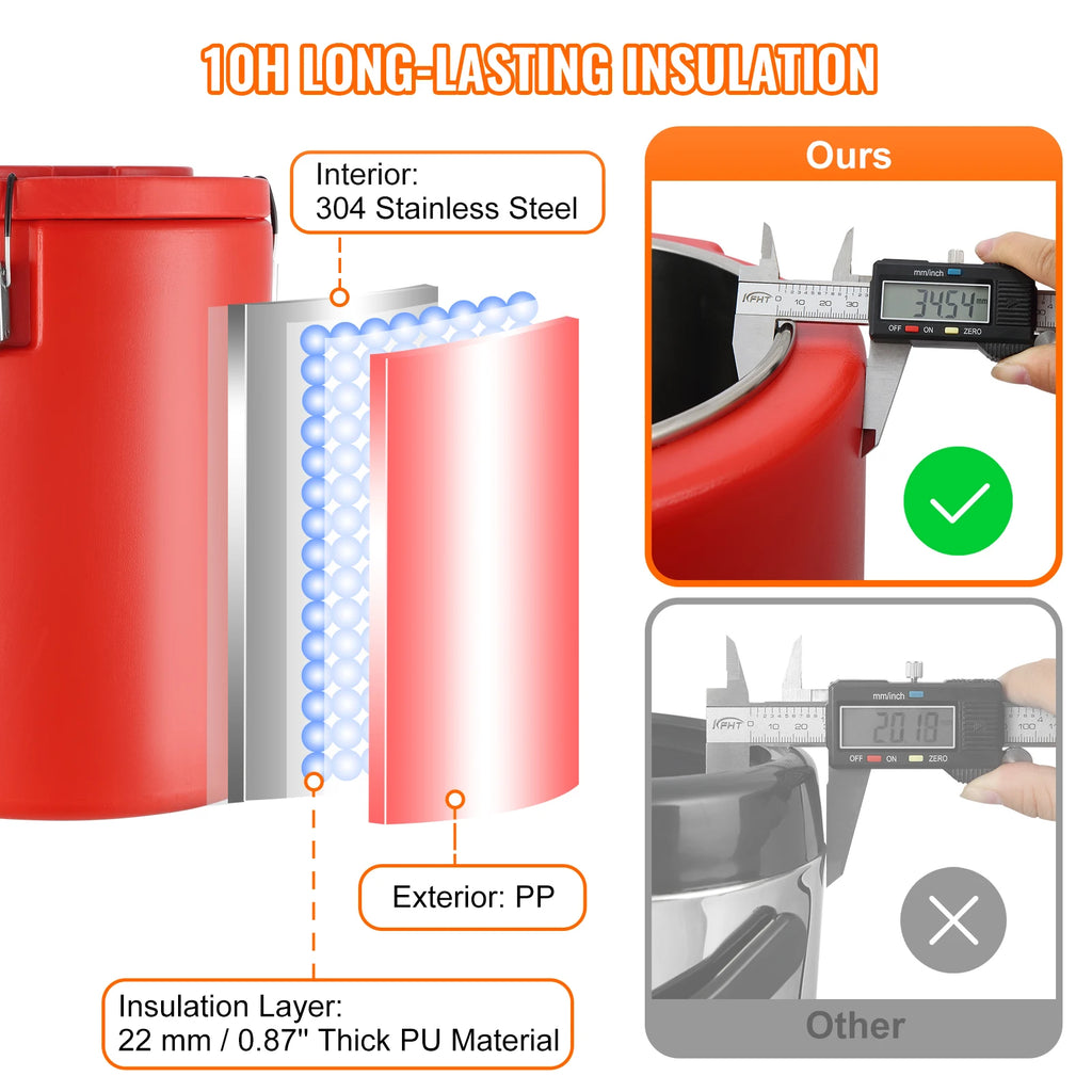 SucceBuy Edelstahl Isolierter Getränkespender 7,6 Liter Thermos-Heiß- und Kaltgetränkespender