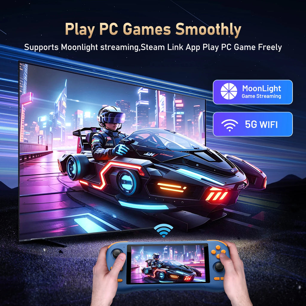 K56 Android 14 tragbare Gaming-Konsole mit 5,5-Zoll-Touchscreen und über 50 Retro-Videospiel-Emulatoren für DC/MAME/SS