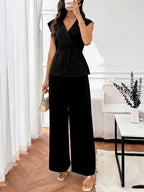 Damen Anzug mit Revers, langen Ärmeln, chic, einreihig, weites Bein, lange Hose, Sets 2026, lässiges, lockeres Outfit für den Alltag