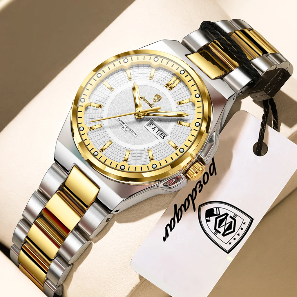 POEDAGAR Fashion Damen-Armbanduhr, Top Elegant, Woche, Datum, Damen-Uhr, Quarz, Edelstahl, Leuchtend, Wasserdicht, Damenuhren, Reloj