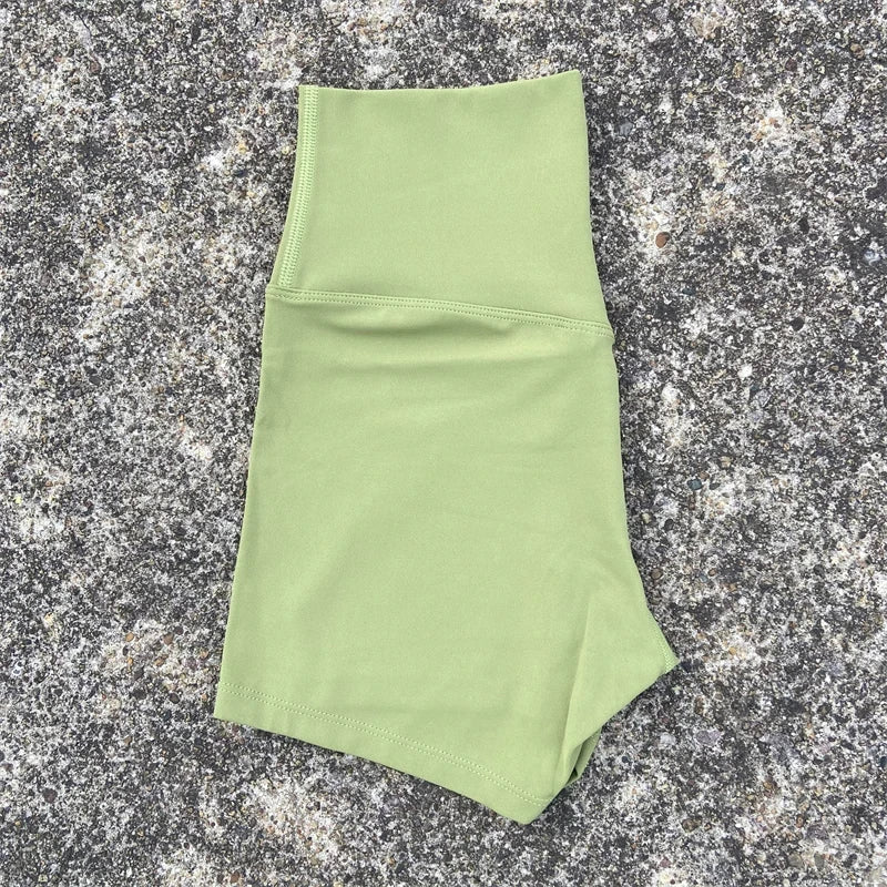 Sexy einfarbige Damen-Fitness-Sportshorts, hohe Taille, athletische Yoga-Shorts, Bein-Radfahren, umfassendes Training, Jogging, Squat-Proof
