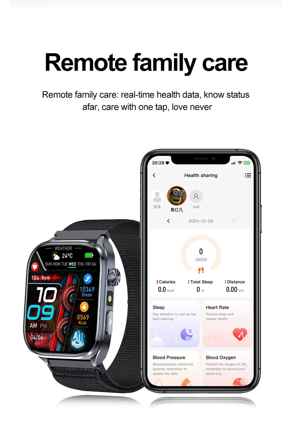 Neue Gesundheitsuhr Harnsäure Blutdruck Blutsauerstoff Körperanalyse Körperfett Smartwatch EKG+PPG Bluetooth Anruf Uhr Frauen Männer