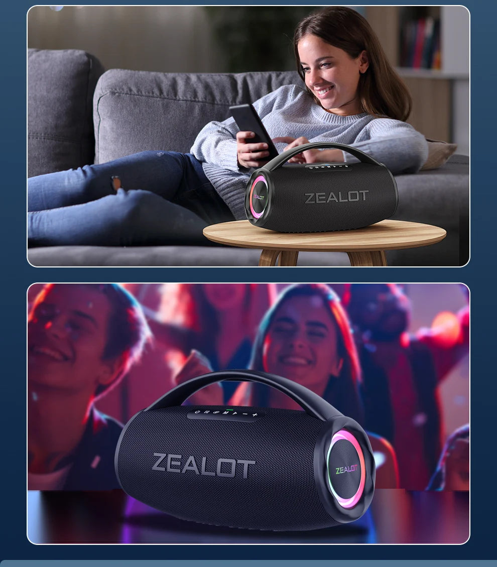 ZEALOT-S97 80W Tragbarer Bluetooth-Outdoor-Lautsprecher, HiFi-Sound, Subwoofer, Dual Pairing, Schnellladefunktion, 16000mAh Akku