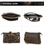 CONTACT'S Genuine Leather Men Clutch Bag Design Handbag Long Wallet Male Purse Travel Charge Storage Bag Cable Organizer