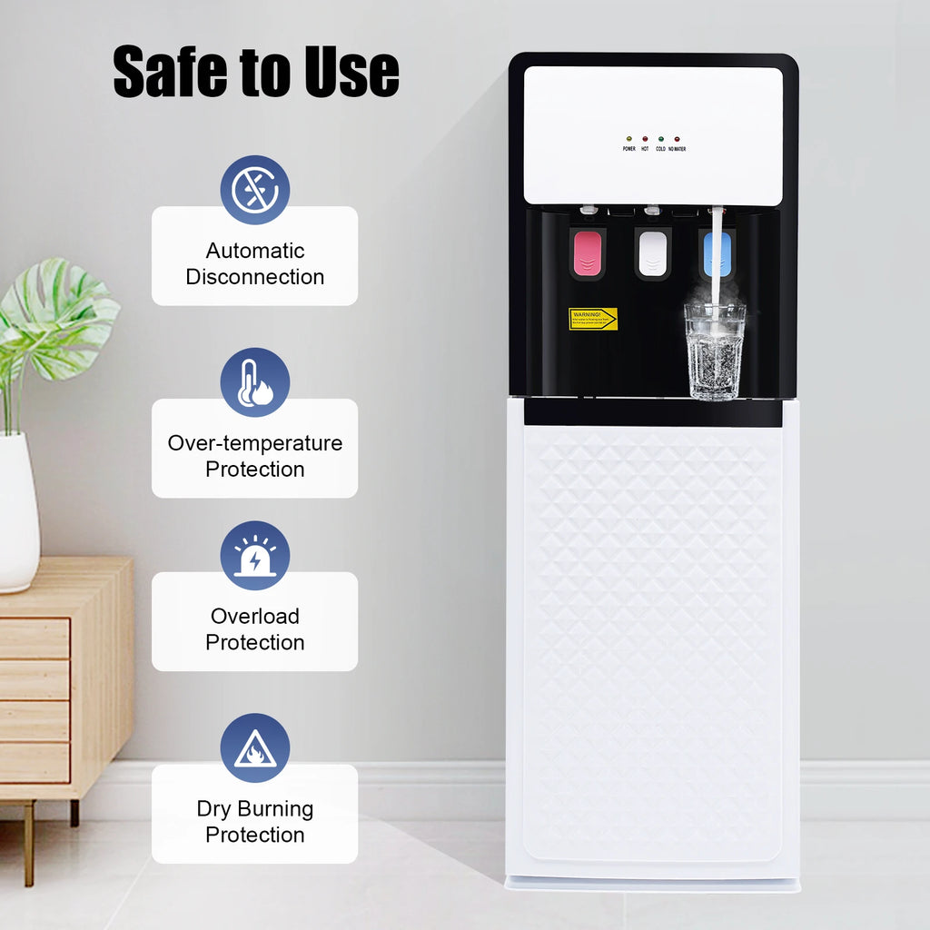 Elektrischer Warm- und Kaltwasserspender, vielseitiger stehender Wasserspender mit unterer Beladung für Zuhause und Büro, 110V US/220V EU