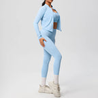 3-teiliges Sportbekleidung Yoga-Set Gym Sport-BH Reißverschlussjacke Leggings Kleidung Sportbekleidung Yoga-Anzüge für Damen Fitness-Set Trainingsanzug